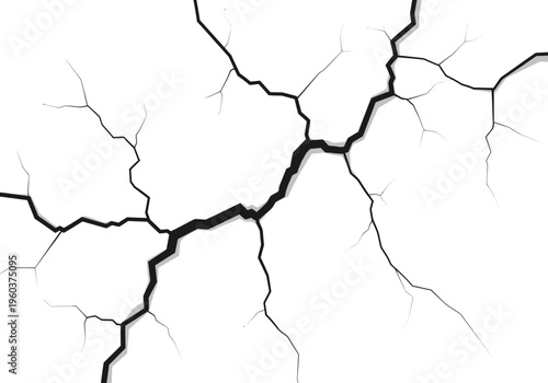 Abstract Black Crack on White Background Illustration