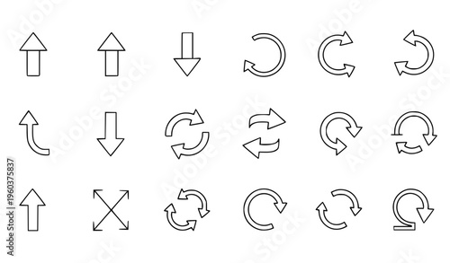 zodiac signs set Minimal Arrow Line Icons Direction Outline Vector Set