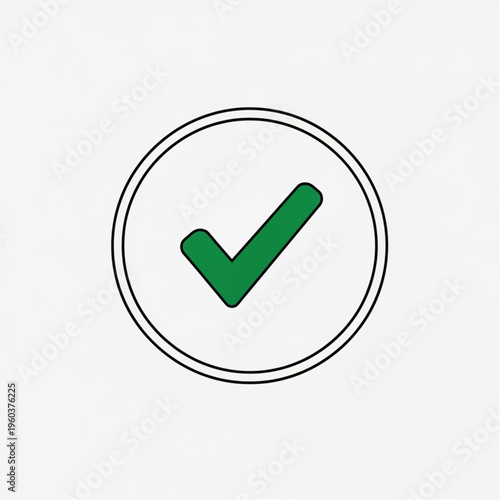Checkmark Icon: A simple yet effective green checkmark icon inside a double-lined circle, representing confirmation and approval. It's a clean and versatile symbol suitable for various uses.