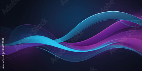 Abstract blue wave background featuring a digital flow of light curves and motion lines for a modern vector art wallpaper design template