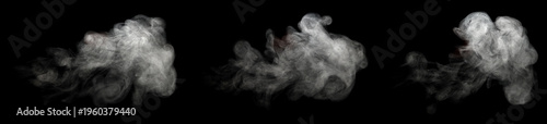 Φωτογραφία set white smoke steam spray, and abstract vapor water isolated on a black background