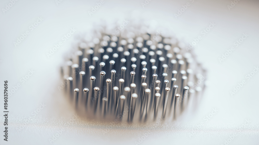 Fototapeta premium probes. Close-up of a metallic needle array forming a precise geometric pattern. safety posters, maintenance manuals, designed for precision metalworking and fabrication facilities.