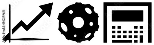 Business growth graph, settings gear, financial calculator, analytics tools, data visualization, productivity, business.