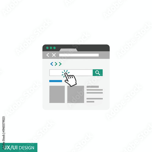 A cursor points at a search bar within a web browser interface