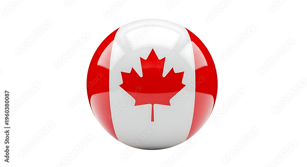 Fototapeta premium Shiny canadian flag sphere on black background canada