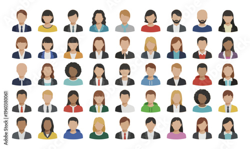 People Avatars Collection Depicting Diverse Individuals in Flat Design Style