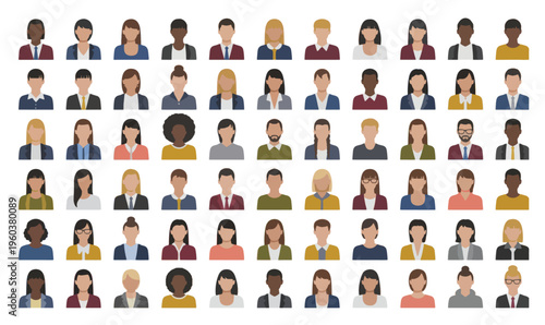 People Icons Set Showcasing Diverse Individuals in Professional and Casual Attire