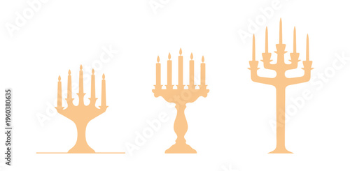 Minimal candlestick vector with candle, designed in one-color silhouette style.