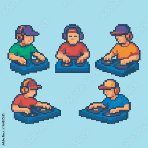 DJ pixel art, eps 10 illustration