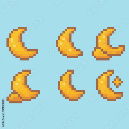 moon pixel art, eps 10 illustration