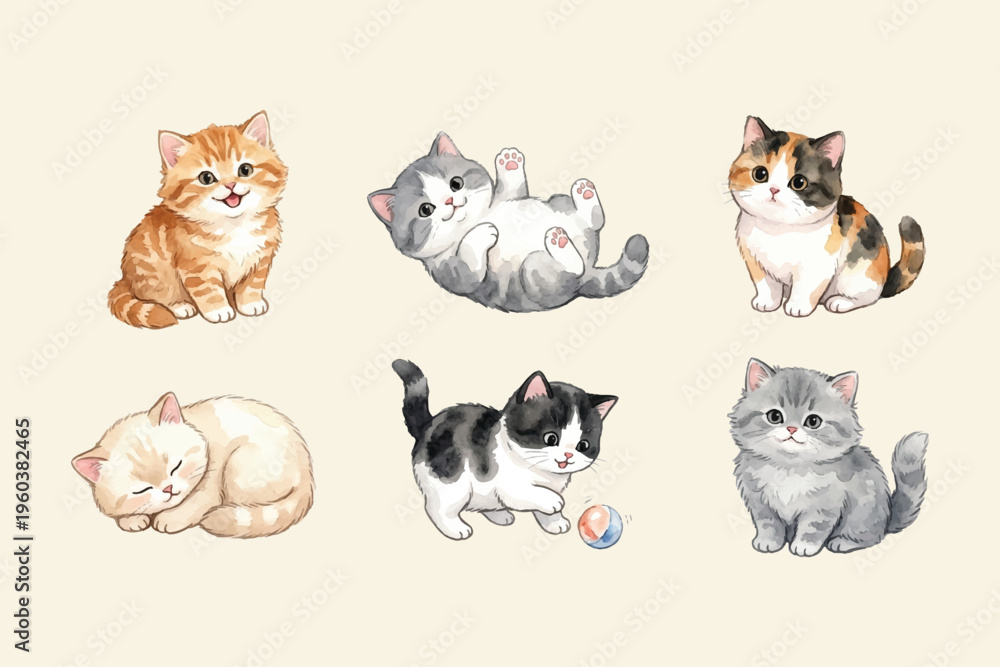 Fototapeta premium cute little kittens bundle collections