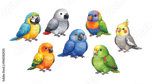 colorful cute chubby bird collections