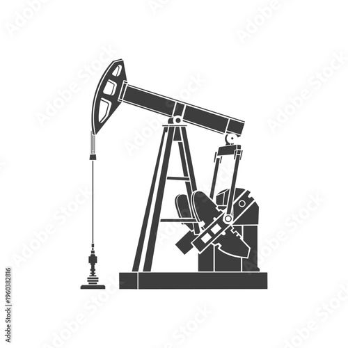Oil pump machine industry silhouette vector graphic stencils design. Simple pumpjack vector oil asset illustration design