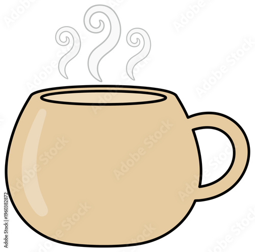 Coffee cup icon illustration showing steaming hot beverage mug simple flat design