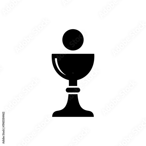 Solid black icon of a chalice with host above it