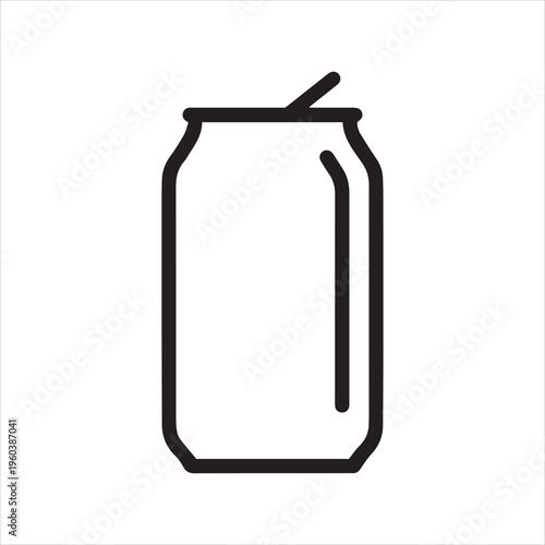 Open soda can, linear icon. Fizzy drink, refreshment. Line with editable stroke.