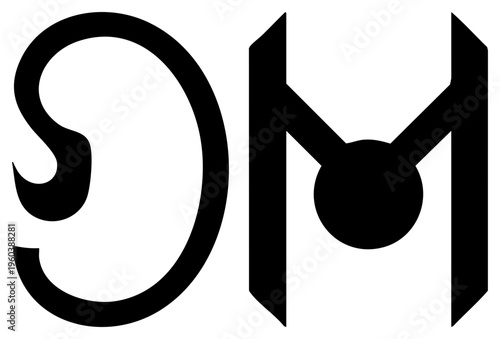 Norse runes Om and Sowilō as stylized black glyphs, ancient Viking symbols, mystical letterforms, occult typography, rune magic.