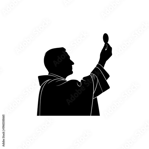 Priest Holding Eucharist During Sacred Religious Ceremony