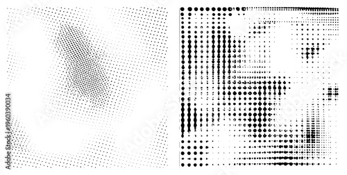 Vector halftone design with dot gradients forming abstract forms, minimalist art, graphic, digital illustration, composition, modern aesthetic, visual texture.