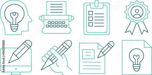 Creative Thinking Line Icon Set
