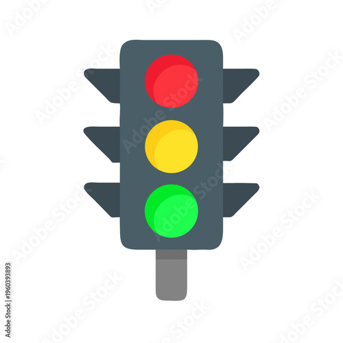 Traffic Light Icon – Minimal Red Yellow Green Signal UI Vector Design