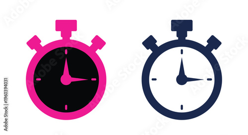 Two colorful stopwatches one pink and one blue displayed side by side
