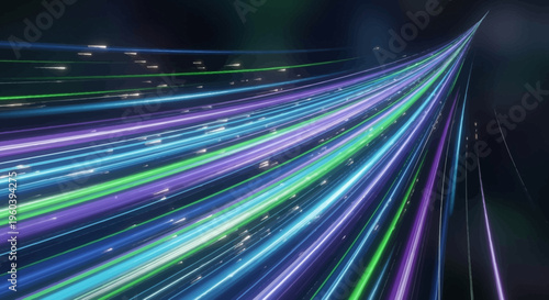 Abstract Speed Light Trails, Data Flow, Technology, Network, Futuristic