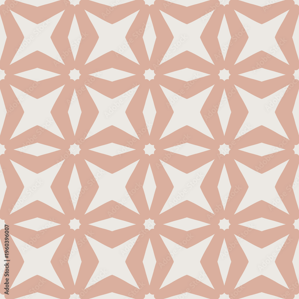 Fototapeta premium Seamless geometric pattern with pink star shapes on white background
