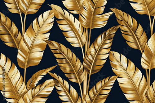 Golden leaf outlines grace a clean black background