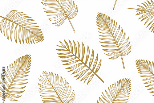 Golden leaf outlines grace a clean white background