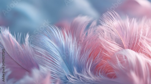 Soft Pastel Feathers Close-Up Macro Photography.