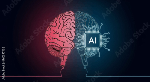 Artificial Intelligence Brain vs Human Brain: Technology and Neuroscience Concept