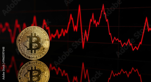 Bitcoin Cryptocurrency Price Crash Decline Red Graph Decline
