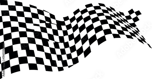 Black and white checkered flag silhouette vector illustration, racing icon design artwork, finish line symbol competition concept style