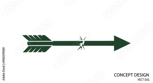 Broken Arrow Symbol - Strategy Failure, Setback, Obstacle Concept