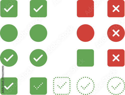 Check mark and cross icon vector illustration with decorative design, elegant approval artwork, creative classification composition, ornamental background pattern