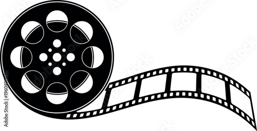 Film reel vector illustration with decorative design, elegant cinema artwork, creative movie composition, ornamental background pattern