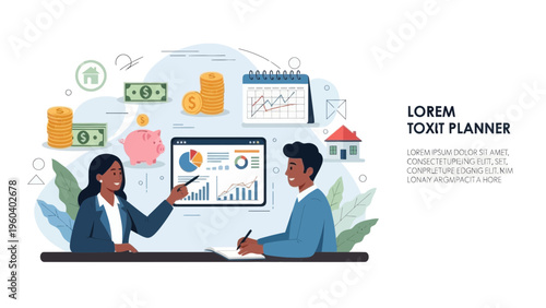 Financial planner explaining business growth strategy to client