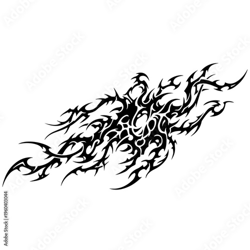Abstract Tribal Flame Blackwork Organic Design