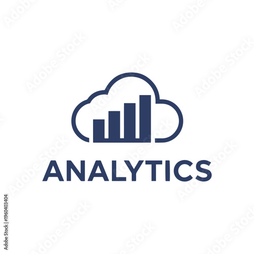 Modern Cloud Analytics Logo with Growth Chart Vector Illustration