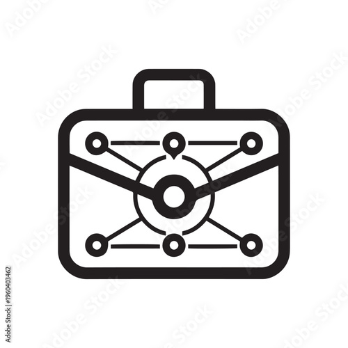 Minimalist Business Network Briefcase Icon for Digital Connectivity