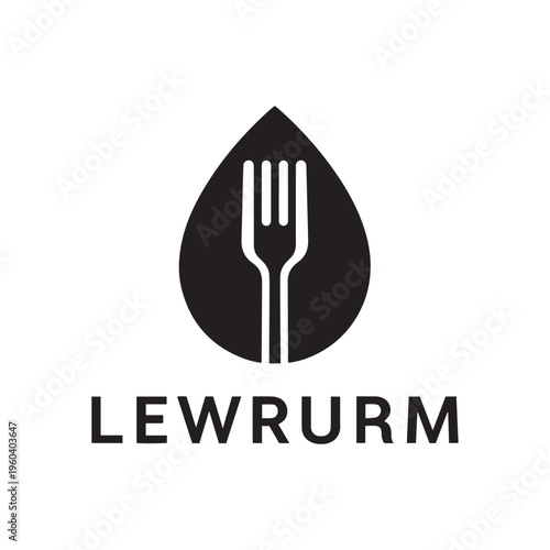 Modern Minimalist Fork and Leaf Logo for a Healthy Food Brand