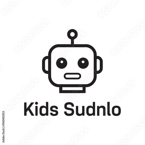 Kids Sudnlo Simple Robot Head Logo for Technology and Education