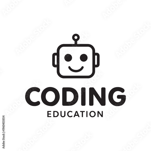 Friendly Robot Mascot Logo for Coding Education and Learning Programs