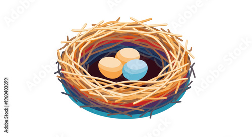 Bird Nest with Three Eggs: New Life, Family, Nature, Spring