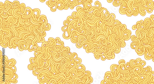 Seamless Pattern of Instant Ramen Noodles, Asian Food Background