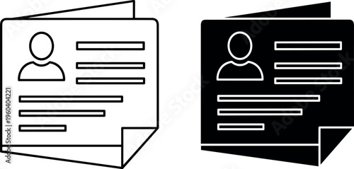 Identification card icons vector illustration, personal profile document design, ID symbol artwork, resume and user information graphics