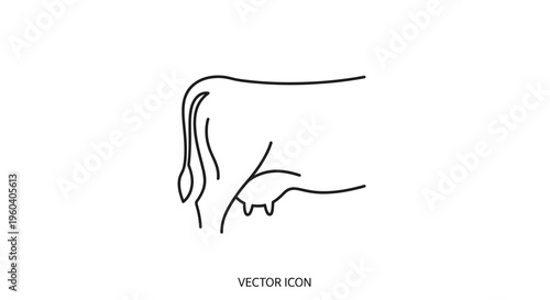 Minimalist vector icon of a cow's rear end with udder and tail