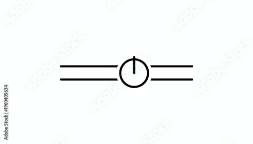 Minimalist watch icon with power button symbol, simple line art, time concept