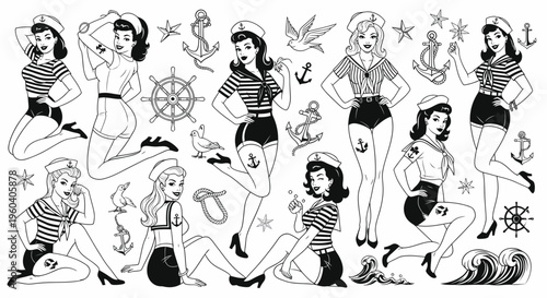 Retro Pin-up Sailors Collection: Vintage Nautical Women and Icons